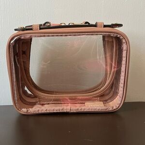Calpak Small Clear Cosmetics Case in Caramel